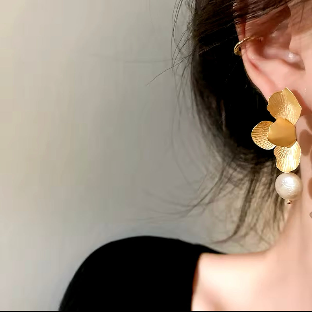 Golden Blossom Pearl Earrings