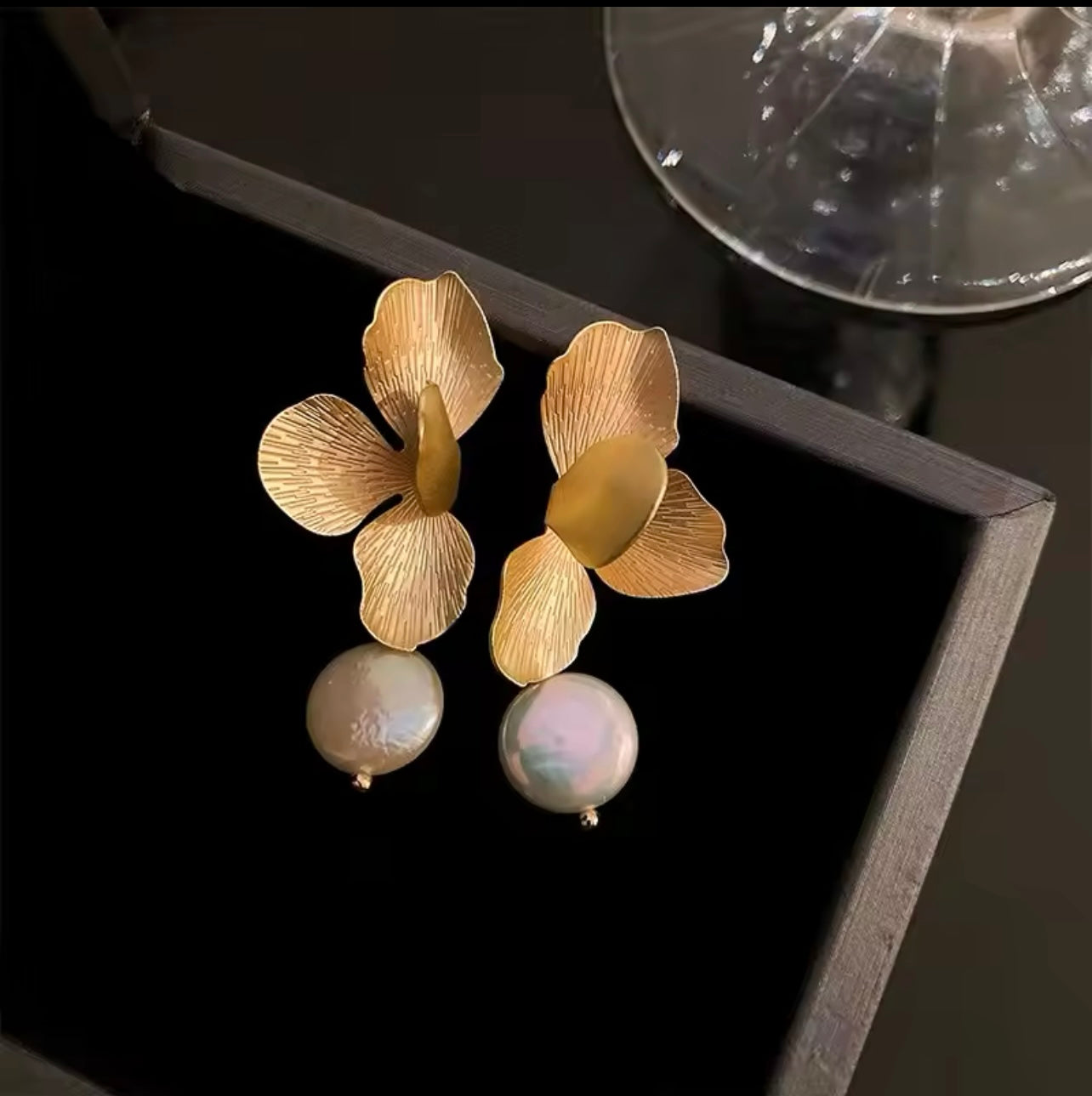 Golden Blossom Pearl Earrings