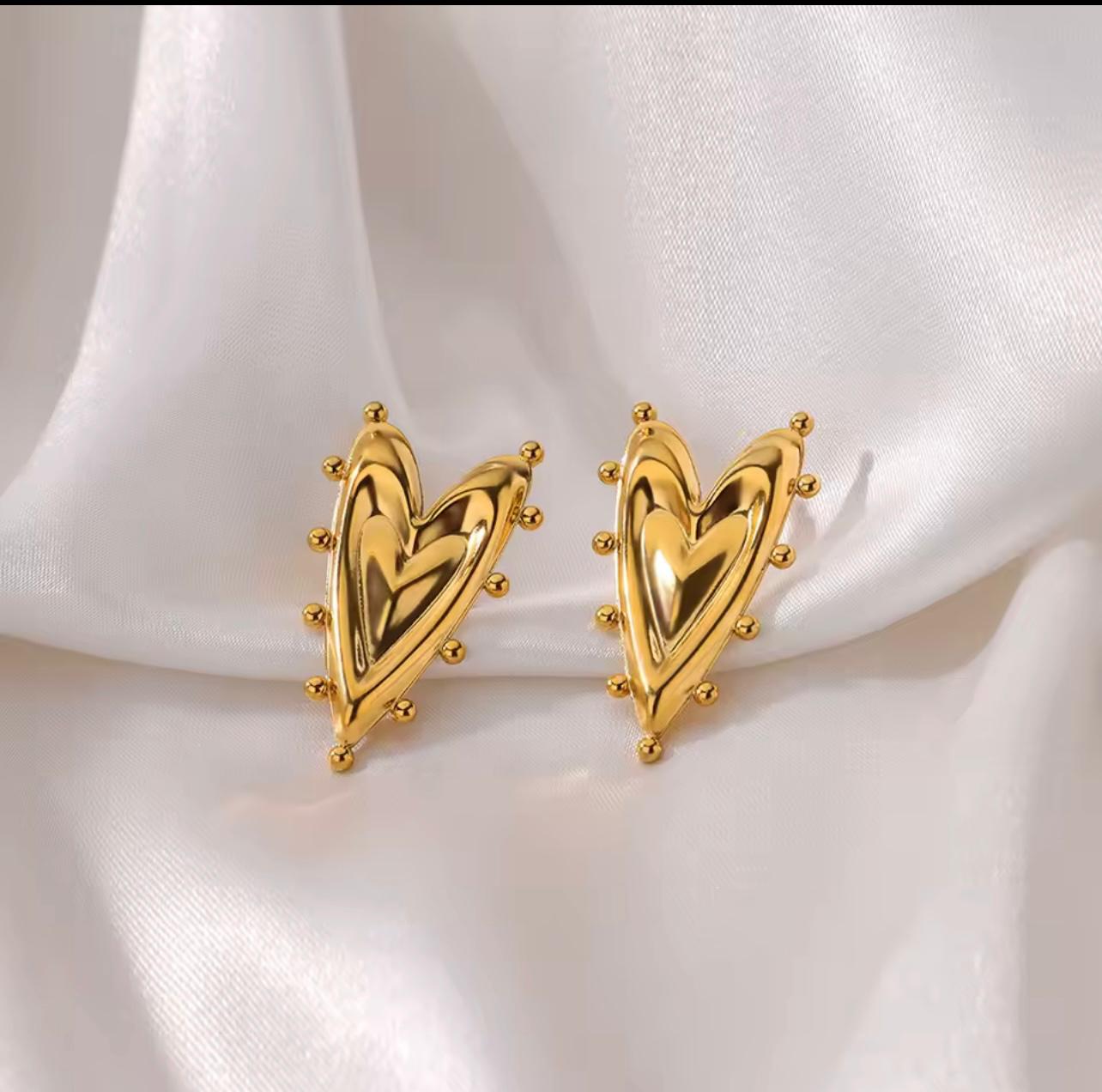 Heart-Shaped Stud Earrings