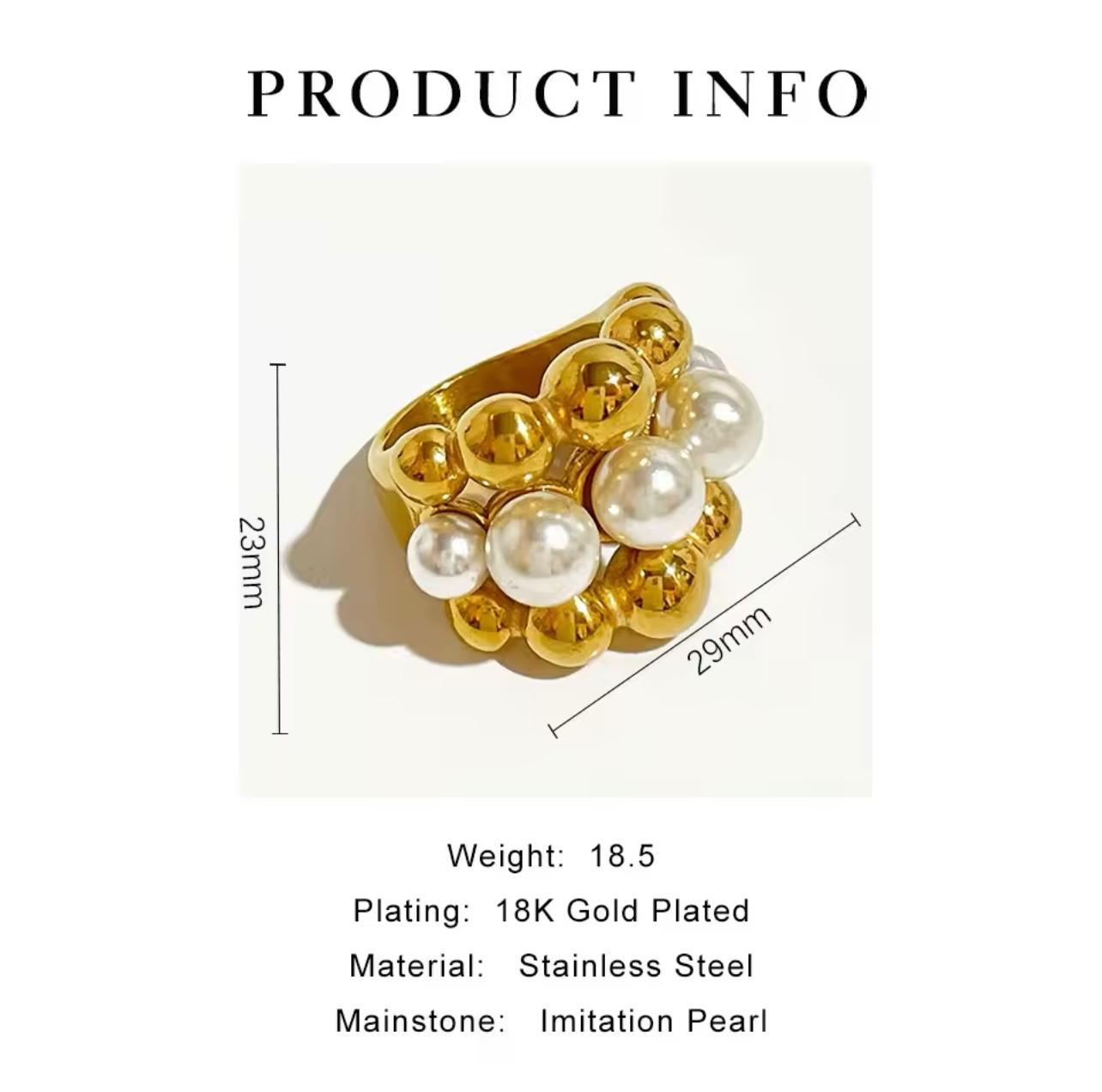 Bold Pearl Cluster Ring