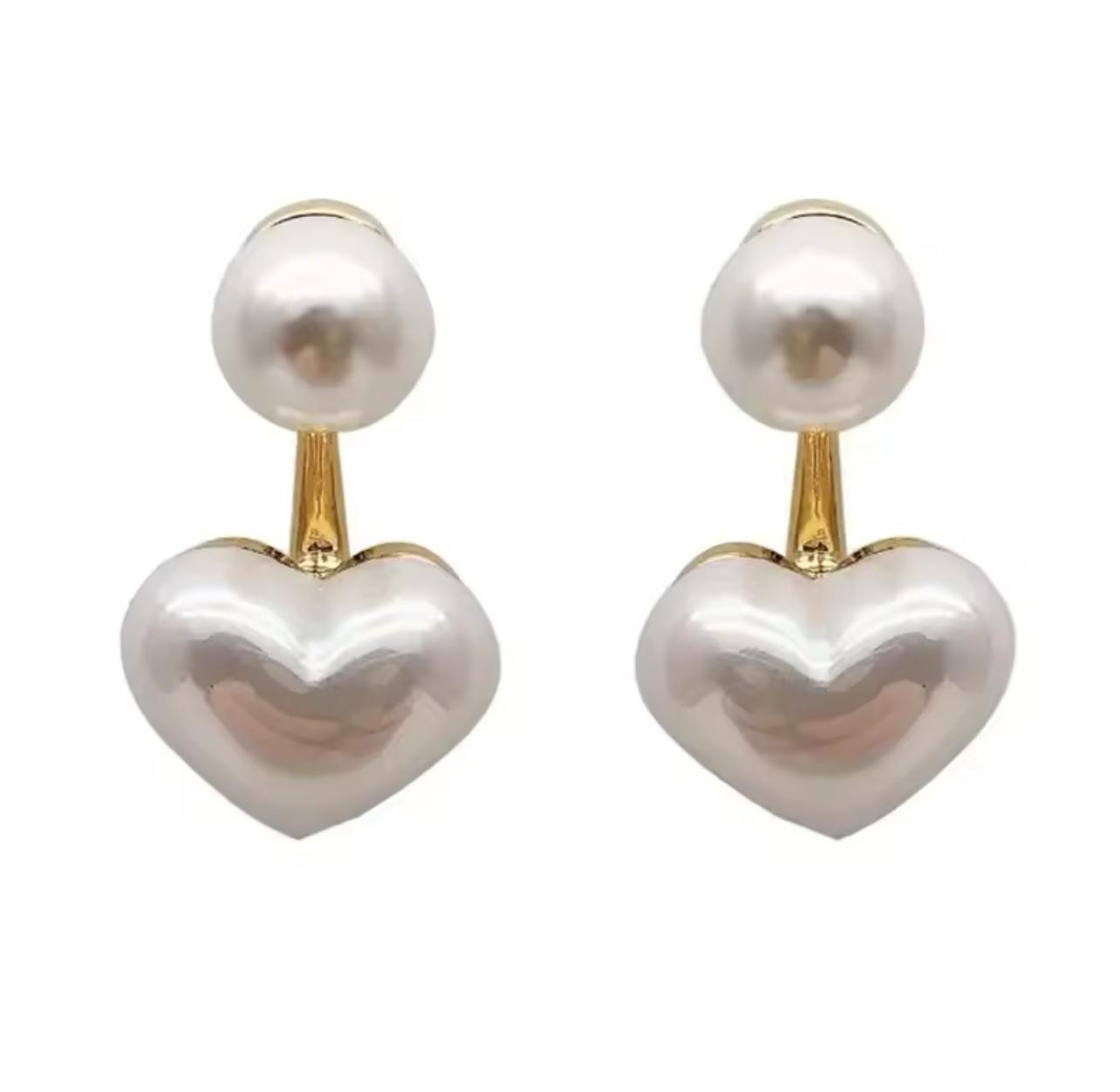 Heart Pearl Drop Earrings