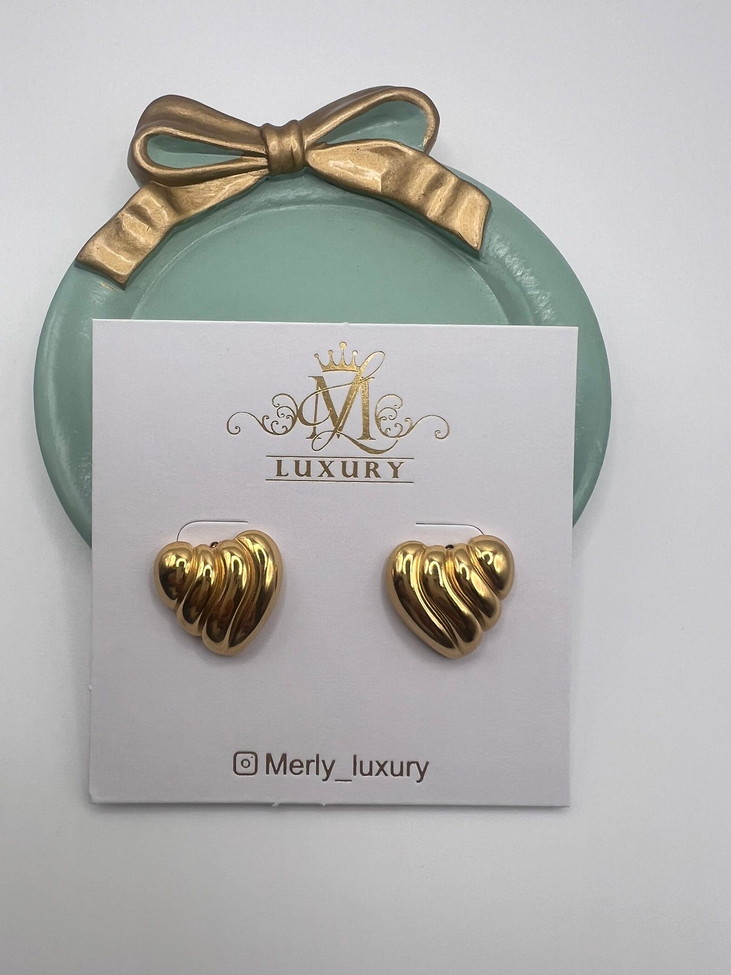 Gold Stainless Steel Heart Earrings – Bold Elegance