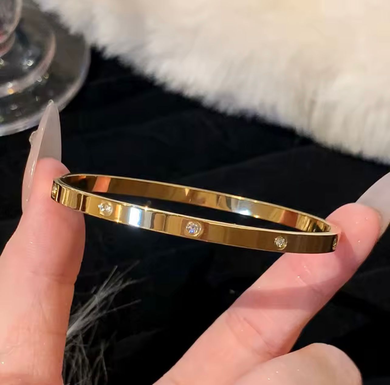 Elegant Gold Stainless Steel Bracelet Set