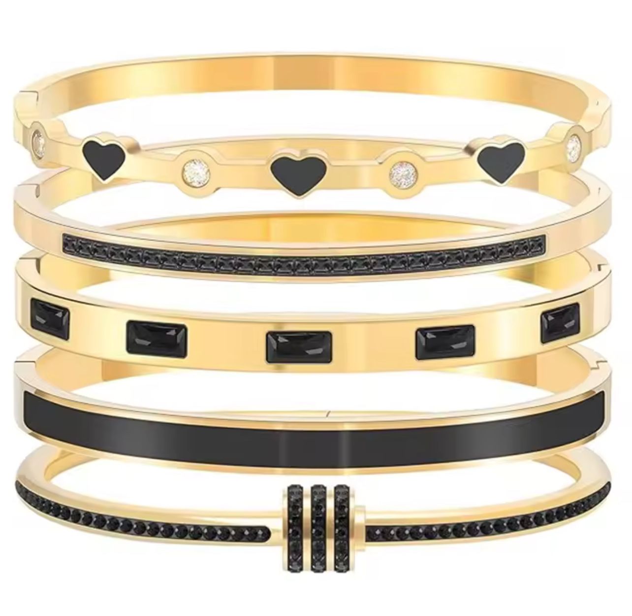 Elegant Gold Stainless Steel Bracelet Set