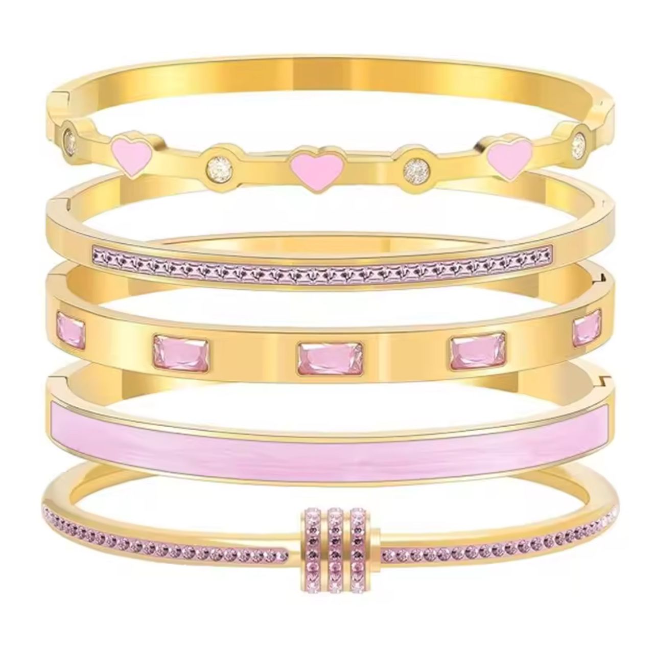 Elegant Gold Stainless Steel Bracelet Set