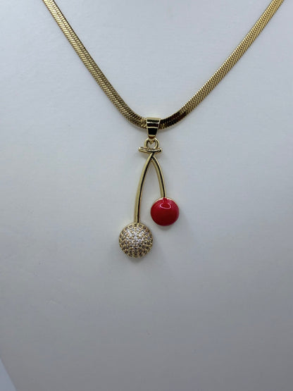 Cherry Luxe Herringbone Necklace