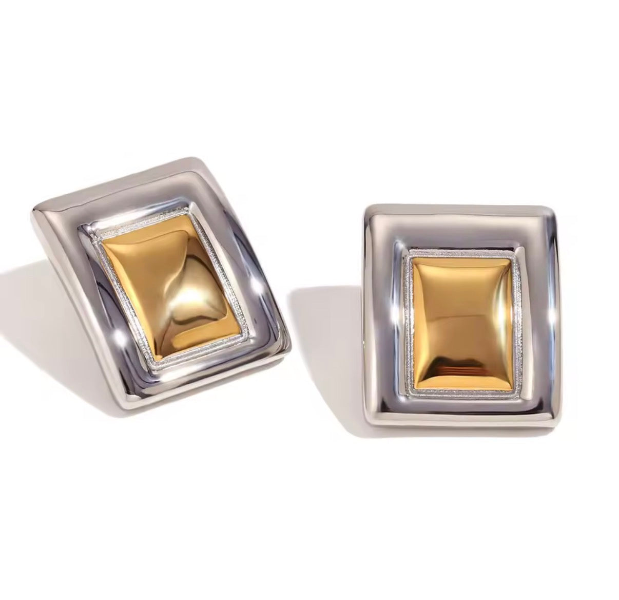 Women’s Stainless Steel Rectangle Stud Earrings | Modern Waterproof Jewelry | Merly Luxury