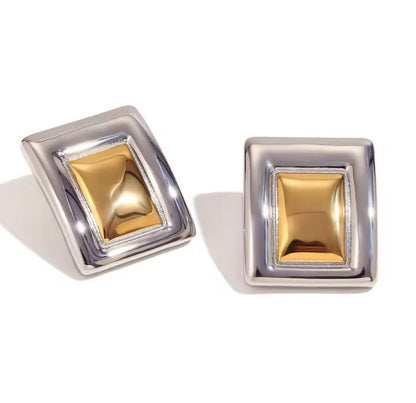 Women’s Stainless Steel Rectangle Stud Earrings | Modern Waterproof Jewelry | Merly Luxury