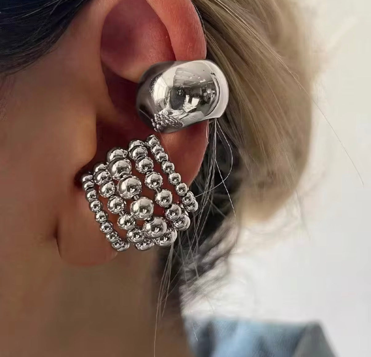 Stainless Steel Bubble Ear Cuff – No Piercing Required