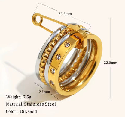 Two-Tone Stainless Steel Ring | Waterproof Women’s Jewelry