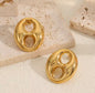 Brazilian Gold Filled Sculptural Oval Stud Earrings