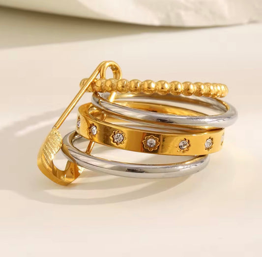 Two-Tone Stainless Steel Ring | Waterproof Women’s Jewelry