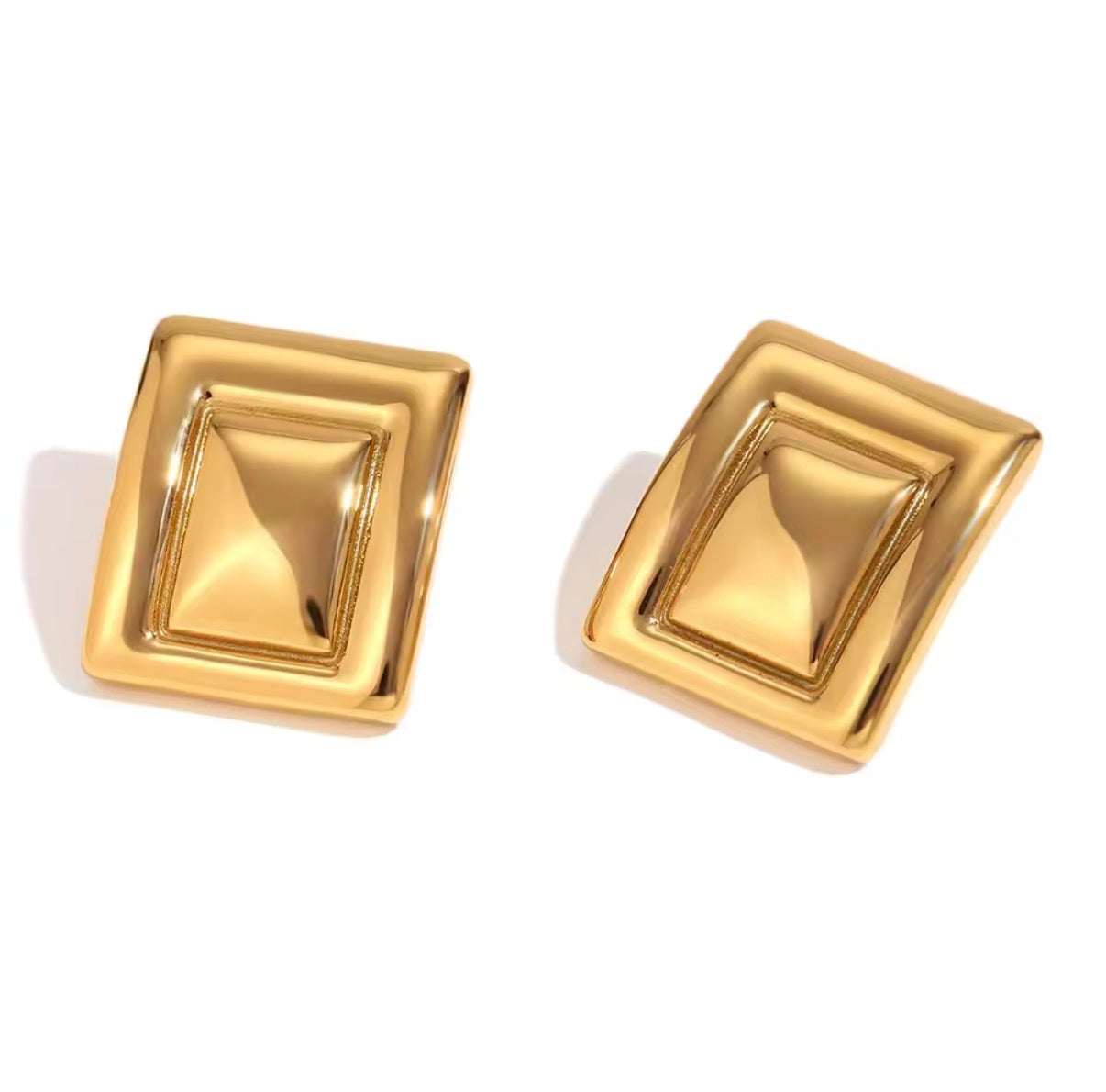 Women’s Stainless Steel Rectangle Stud Earrings | Modern Waterproof Jewelry | Merly Luxury