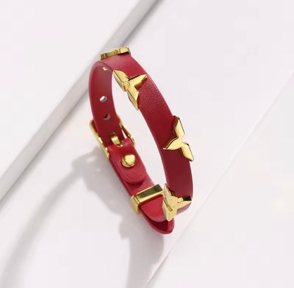 Golden Bloom Leather Bracelet