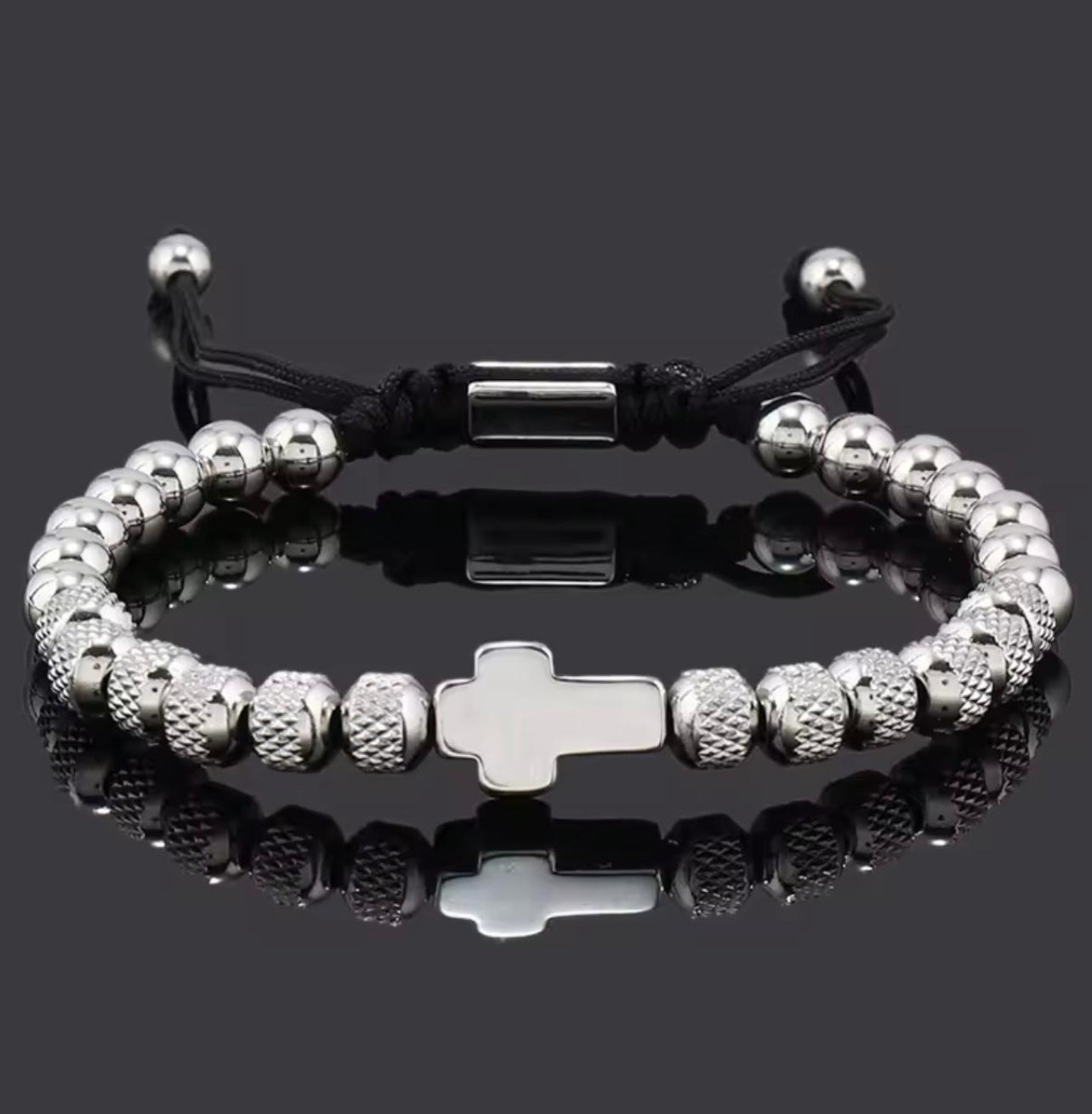 Cross titanium men bracelet