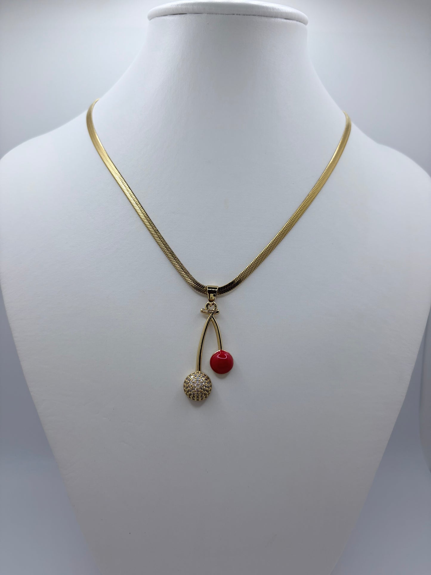 Cherry Luxe Herringbone Necklace