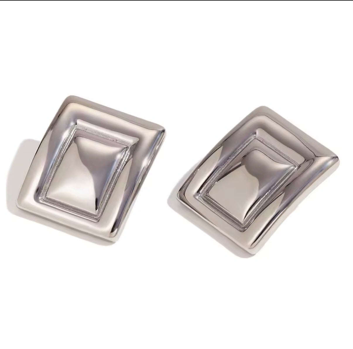 Women’s Stainless Steel Rectangle Stud Earrings | Modern Waterproof Jewelry | Merly Luxury