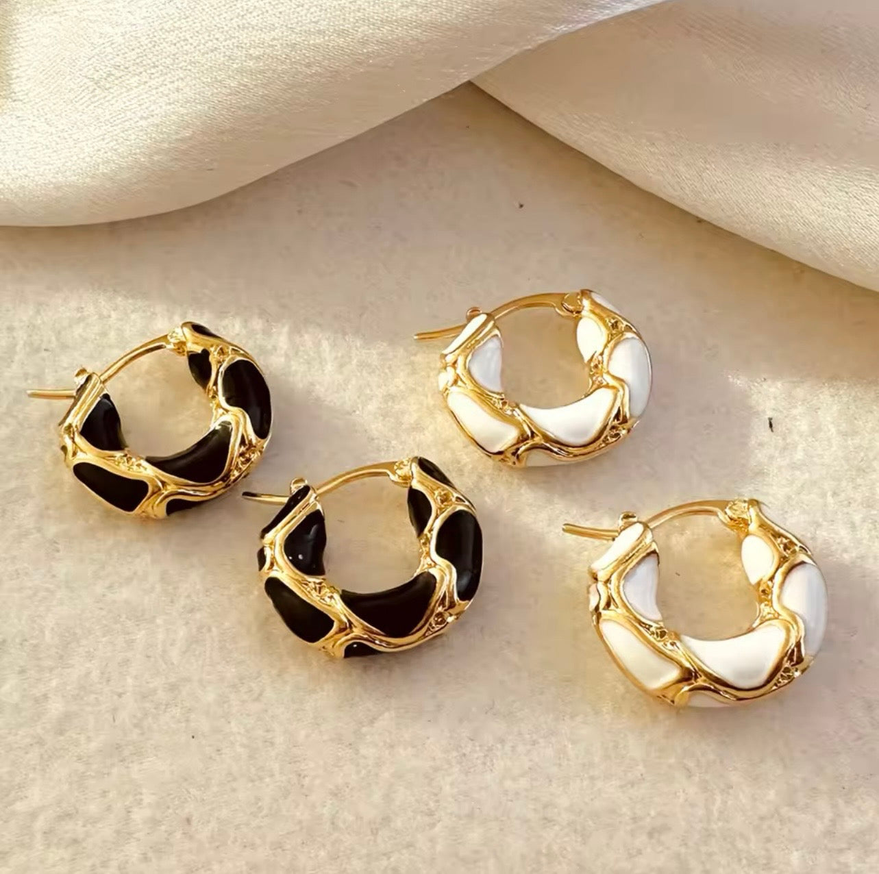 Black & White Harmony Hoops