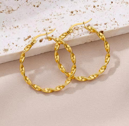 Twisted Gold Hoop Earrings