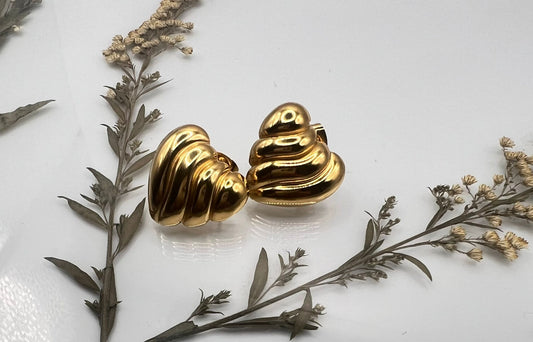 Gold Stainless Steel Heart Earrings – Bold Elegance