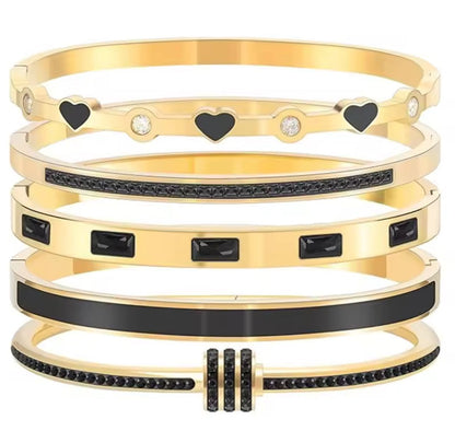 Elegant Gold Stainless Steel Bracelet Set