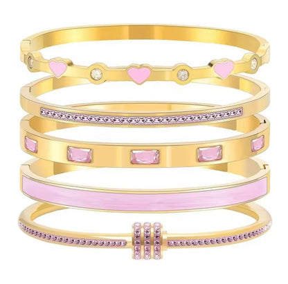 Elegant Gold Stainless Steel Bracelet Set